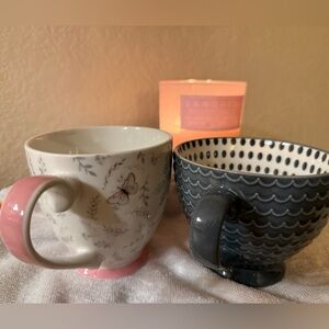Floral and Textured Ceramic Mugs